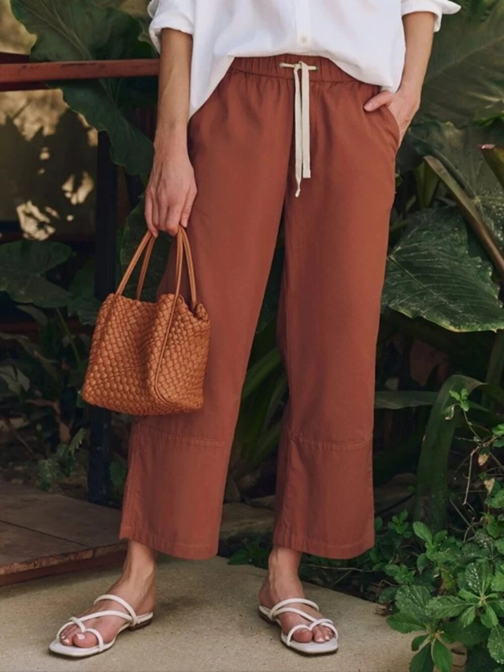 NWT Pact Daily Twill Crop Pant Sz S Rust Organic Cotton Coastal Grandma